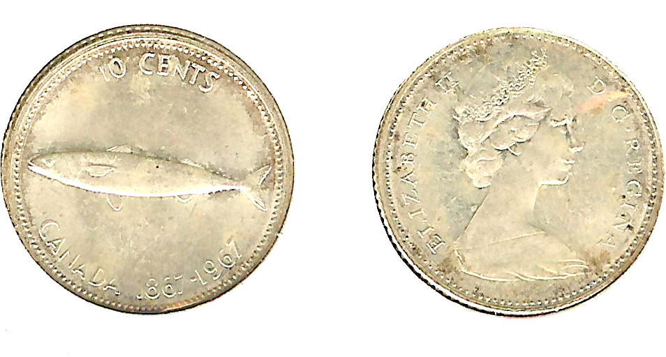 Canada 10 cents 1967 BU